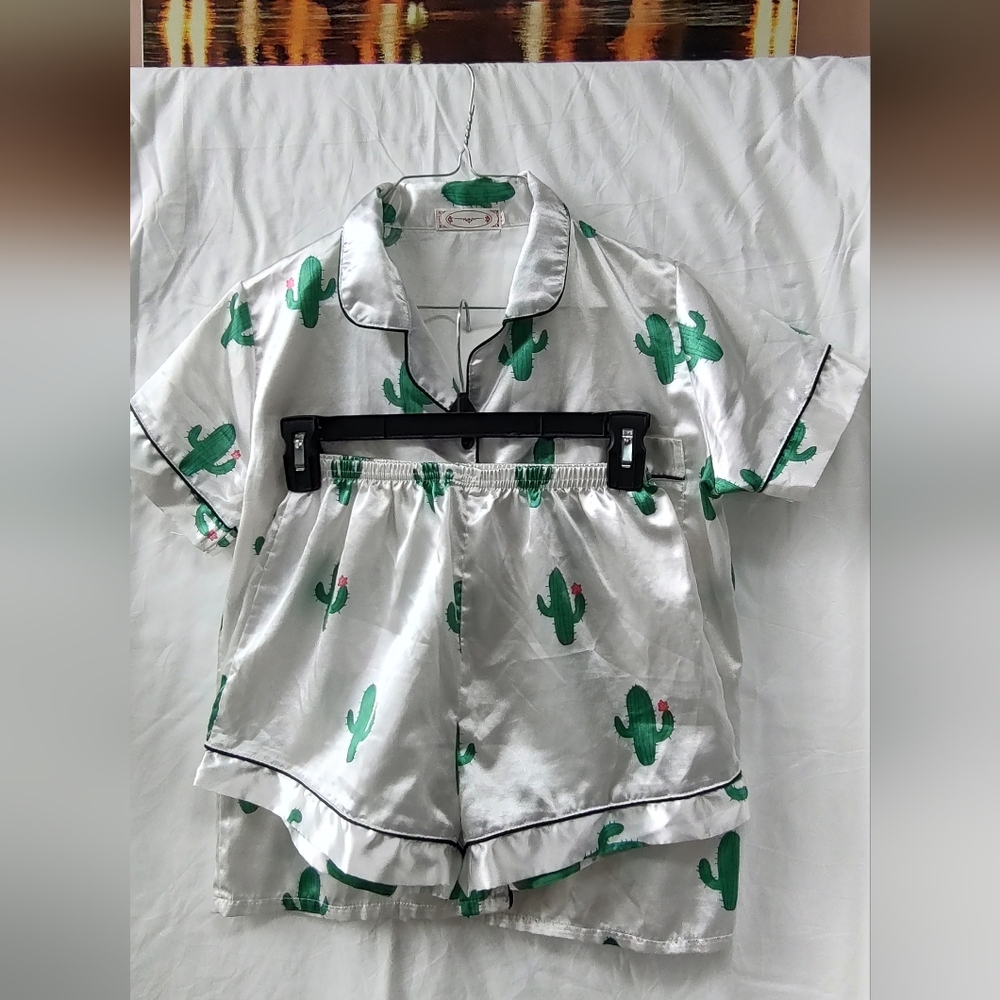 Cactus Print Satin Pajama Set